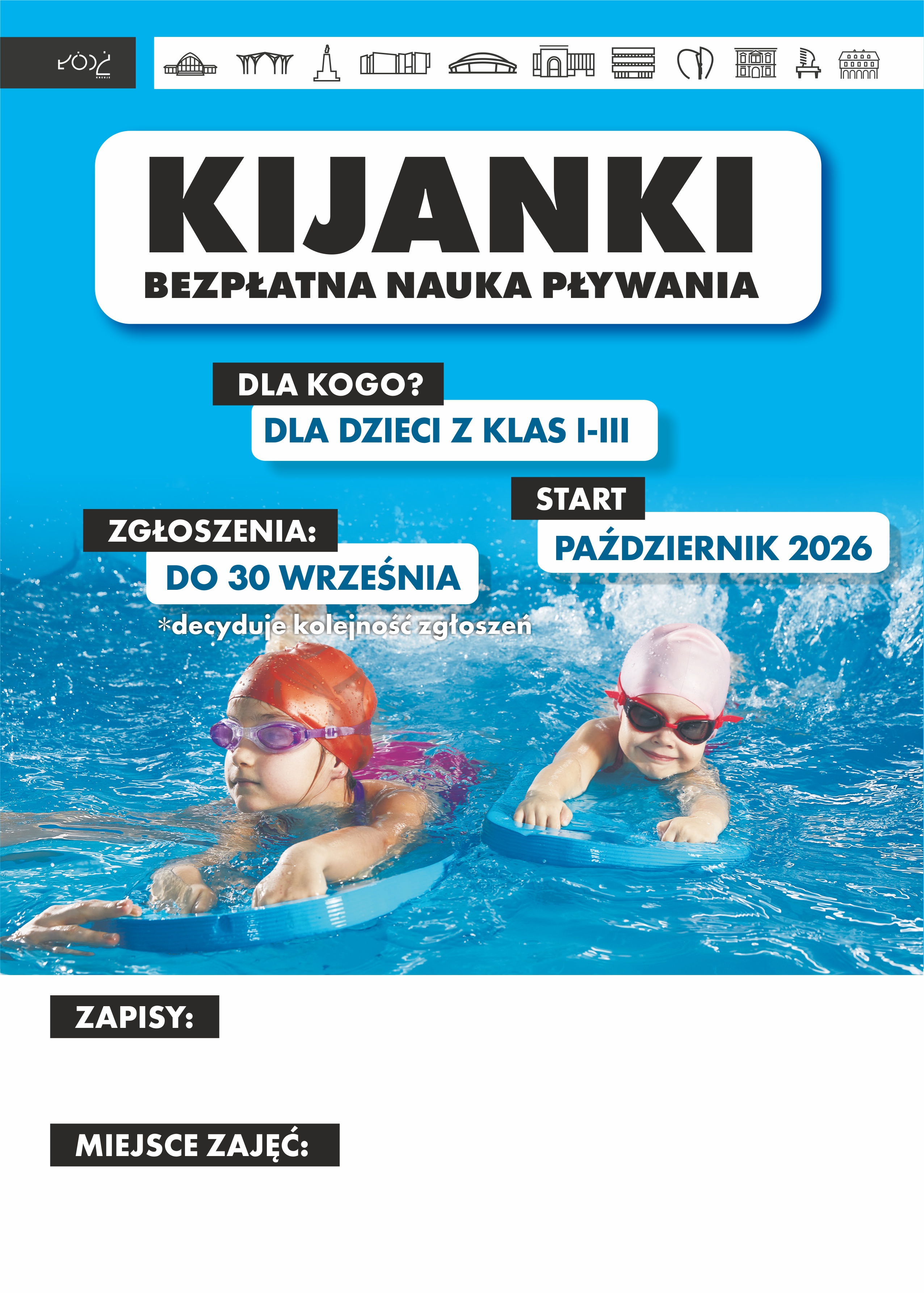 Urząd Miasta Łodzi oferuje bezpłatną naukę pływania dla uczniów klas 1‑3 w roku