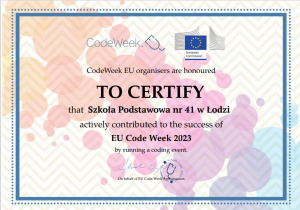 Certyfikat udziału w Code Week 2023