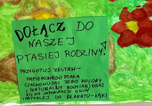 Na zdjęciu widać plakat, przygotowany przez uczniów.